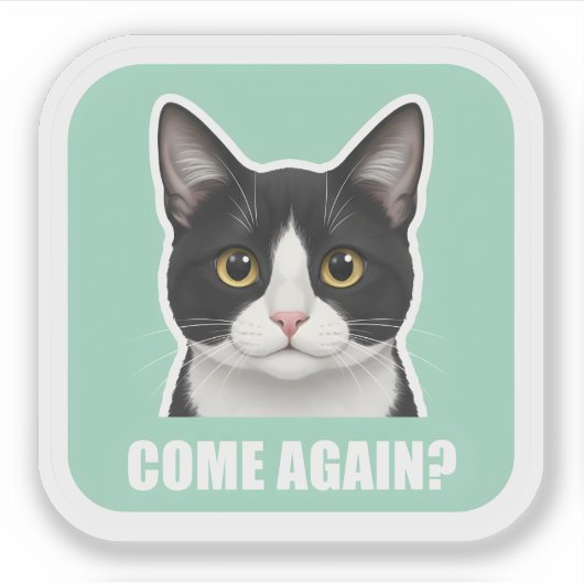 Sticker Funny Meme Cat – “Come Again?” Sassy Cat Reaction, (Devant)