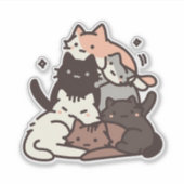 Sticker Funny Minimaliste Kawaii Chibi Chats (Devant)