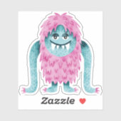 Sticker Funny Monstre Turquoise et Rose avec gros bras (Feuille)