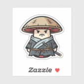 Sticker Funny Mushroom Ronin Wandering Samurai Illustratio (Feuille)