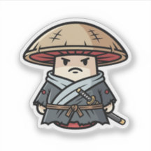 Funny Mushroom Ronin Wandering Samurai Illustratio