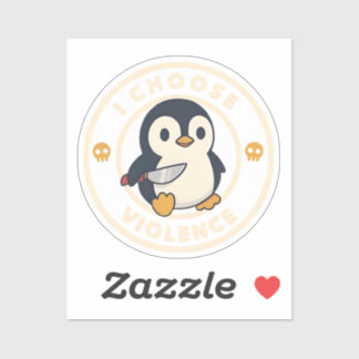 Sticker Funny Penguin With Knife I Choose Violence Meme