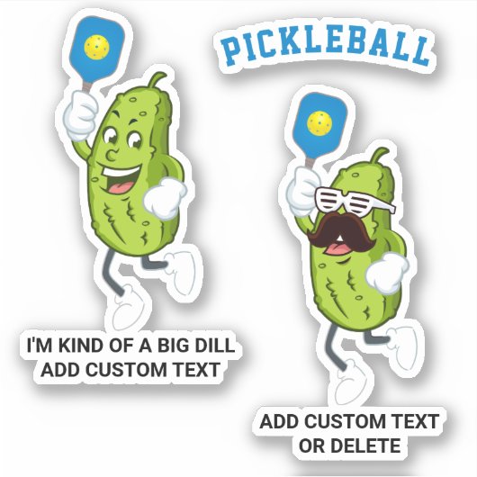 Sticker Funny Pickle Lecture Pickleball Nom du texte perso (Devant)