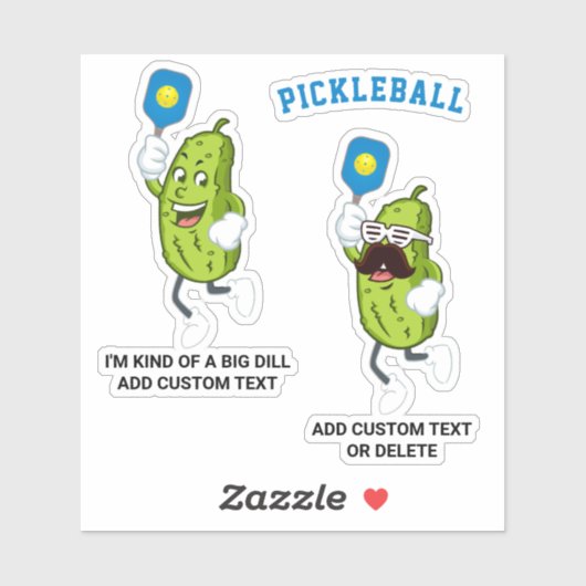 Sticker Funny Pickle Lecture Pickleball Nom du texte perso (Feuille)