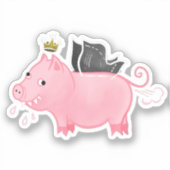 Sticker Funny pig fairy farting hilarant (Recto)