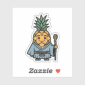 Sticker Funny Pineapple Sensei Master Samurai Illustration (Feuille)