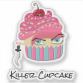 Sticker Funny Pink Killer Cupcake Kawaii Humour alimentair (Devant)