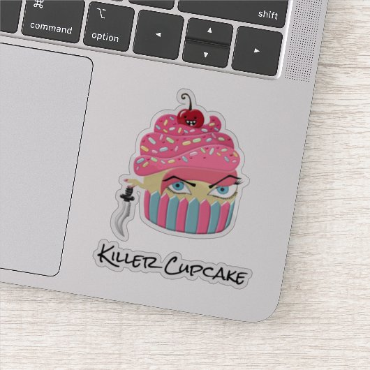 Sticker Funny Pink Killer Cupcake Kawaii Humour alimentair (Détail)