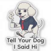 Sticker Funny Poodle Standard Dog Business Suit Coffee  (Devant)