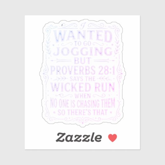 Sticker Funny Proverbs 28:1 Jogging Humor Saying (Feuille)