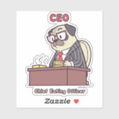 Sticker Funny Pug CEO - Chief Eating Officer Office Humor (Feuille)