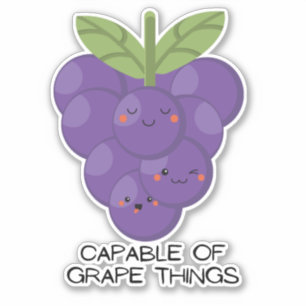 Sticker Funny pun de fruits raisins kawaii pour ordinateur