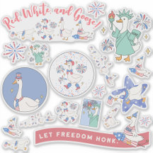 Funny Quart Juillet Silly Patriotic Goose Parade