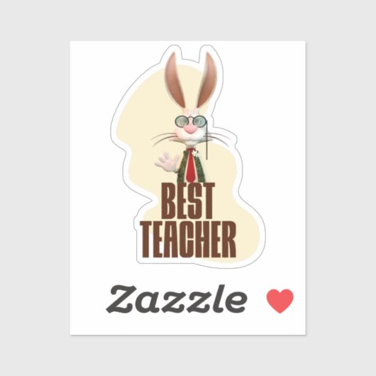 Sticker Funny Rabbit meilleur enseignant (Feuille)