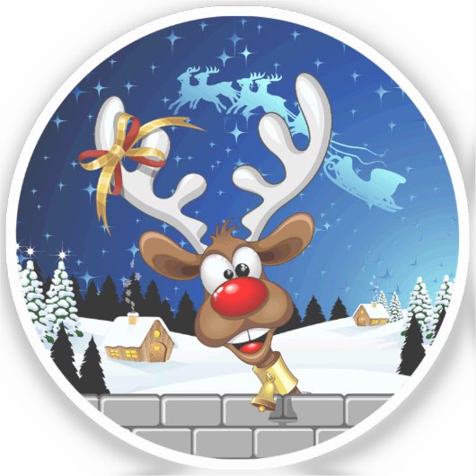 Sticker Funny Reindeer Peeking Christmas Meme  (Recto)