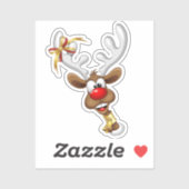Sticker Funny Reindeer Peeking Christmas Meme  (Feuille)