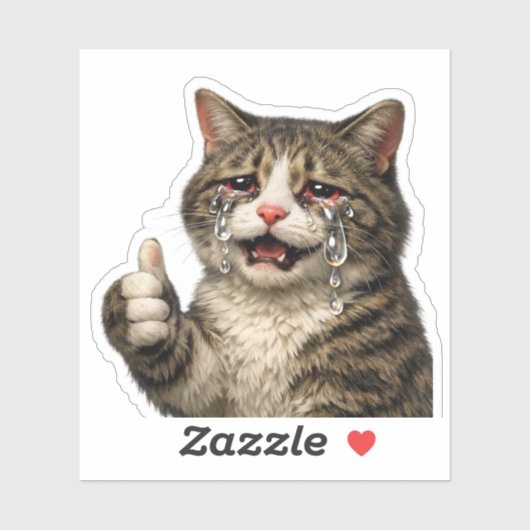 Sticker Funny Relatable Crying Kitty Meme (Feuille)