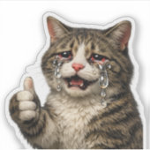 Sticker Funny Relatable Crying Kitty Meme (Devant)
