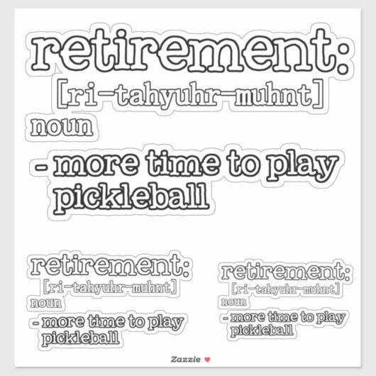Sticker Funny Retirement Pickleball Definition (Feuille)