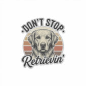 Sticker Funny Retriever Chien Gravure Vintage Graphique Te (Devant)