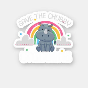 Sticker Funny Rhino Animal Rights Vintage Sauvez Le Chubby