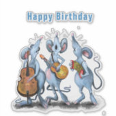 Sticker Funny Romantic Mouse Band - Joyeux anniversaire (Devant)