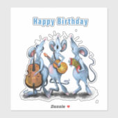 Sticker Funny Romantic Mouse Band - Joyeux anniversaire (Feuille)