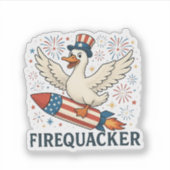 Sticker Funny Rubber Duck USA Patriotic Firequacker 4e (Devant)