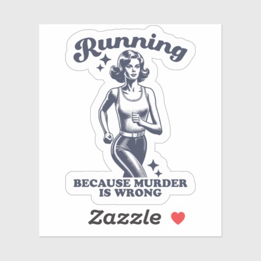 Sticker Funny Running Because Murder Is Wrong Retro (Feuille)