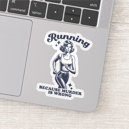 Sticker Funny Running Because Murder Is Wrong Retro (Détail)