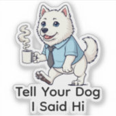 Sticker Funny Samoyed Dog Business Suit Coffee  (Devant)