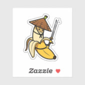 Sticker Funny Samurai Banana Ronin Cartoon Illustration (Feuille)