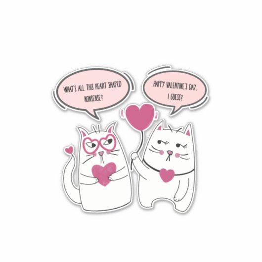 Sticker Funny Sarcastique Valentines Jour Chat Couple (Devant)