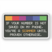 Sticker Funny Scammer Warning: Unknown Number Alert (Devant)