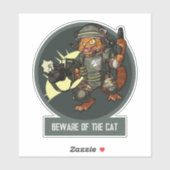 Sticker Funny Sci-fi Marine Orange Chat Méfiez-Vous Du Cha (Feuille)