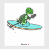 Sticker Funny Sea Turtle Kayaking (Feuille)