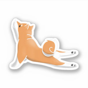 Sticker funny shiba inu dog yoga pose birthday