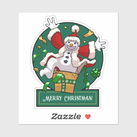 Sticker Funny Snowman Merry Christmas Surprise Cartoon (Feuille)