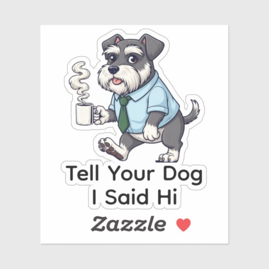 Sticker Funny Standard Schnauzer Dog Business Suit Coffee  (Feuille)