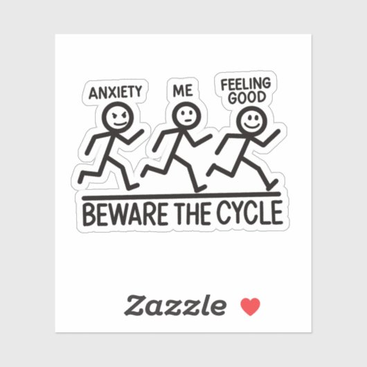 Sticker Funny Stickman Anxiety Mental Health Reminder (Feuille)