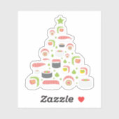 Sticker Funny Sushi Lovers Christmas Tree Ajouter un texte (Feuille)