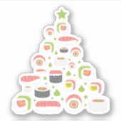 Sticker Funny Sushi Lovers Christmas Tree Ajouter un texte (Devant)