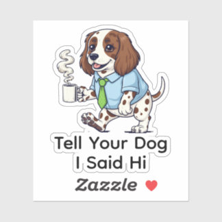 Sticker Funny Sussex Spaniel Dog Business Suit Coffee 