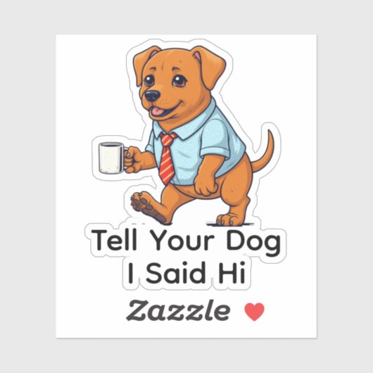 Sticker Funny Toller Retriever Dog Business Suit Coffee  (Feuille)