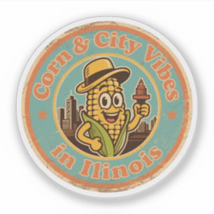 Sticker Funny Vintage Illinois Corn et City Retro