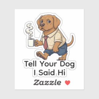Sticker Funny Vizsla Dog Business Suit Coffee 