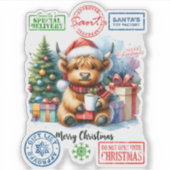 Sticker Furry Friend Sips Cocoa by Tree (Devant)