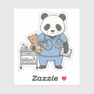 Sticker Futur infirmière Panda : adorable étudiant en méde