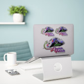 Sticker Future Électrique | 8"x 8"- transparent brillant (Ordinateur portable sur le bureau)