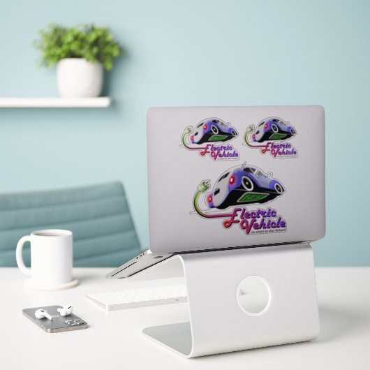 Sticker Future Électrique | 8"x 8"- transparent brillant (Ordinateur portable sur le bureau)